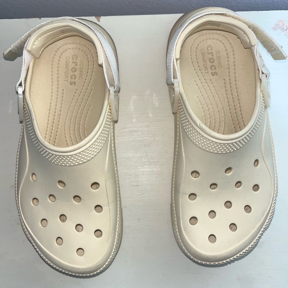 CROCS Platform Clogs with Backstrap in Neutral Be… - image 2